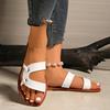 Summer women's hollowed out open toed slippers, flat and casual one-piece slippers
