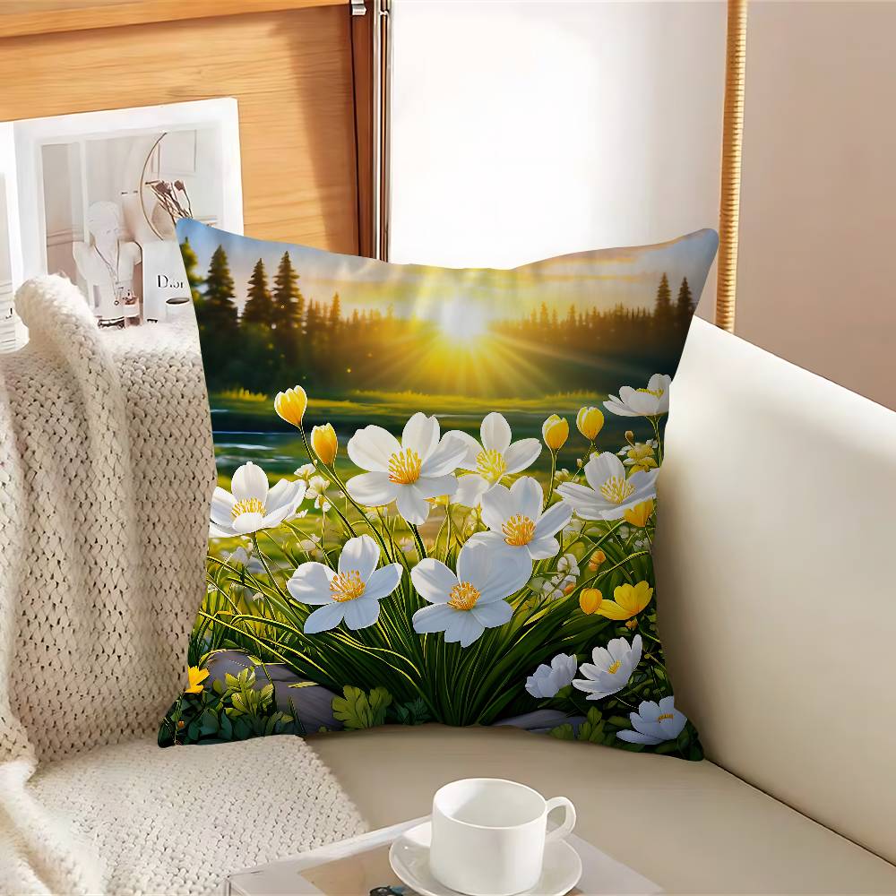 Wunderschöner Blumen Kissenbezug Abnehmbarer Waschbarer Kissenbezug – Ganzjahresweichleinen