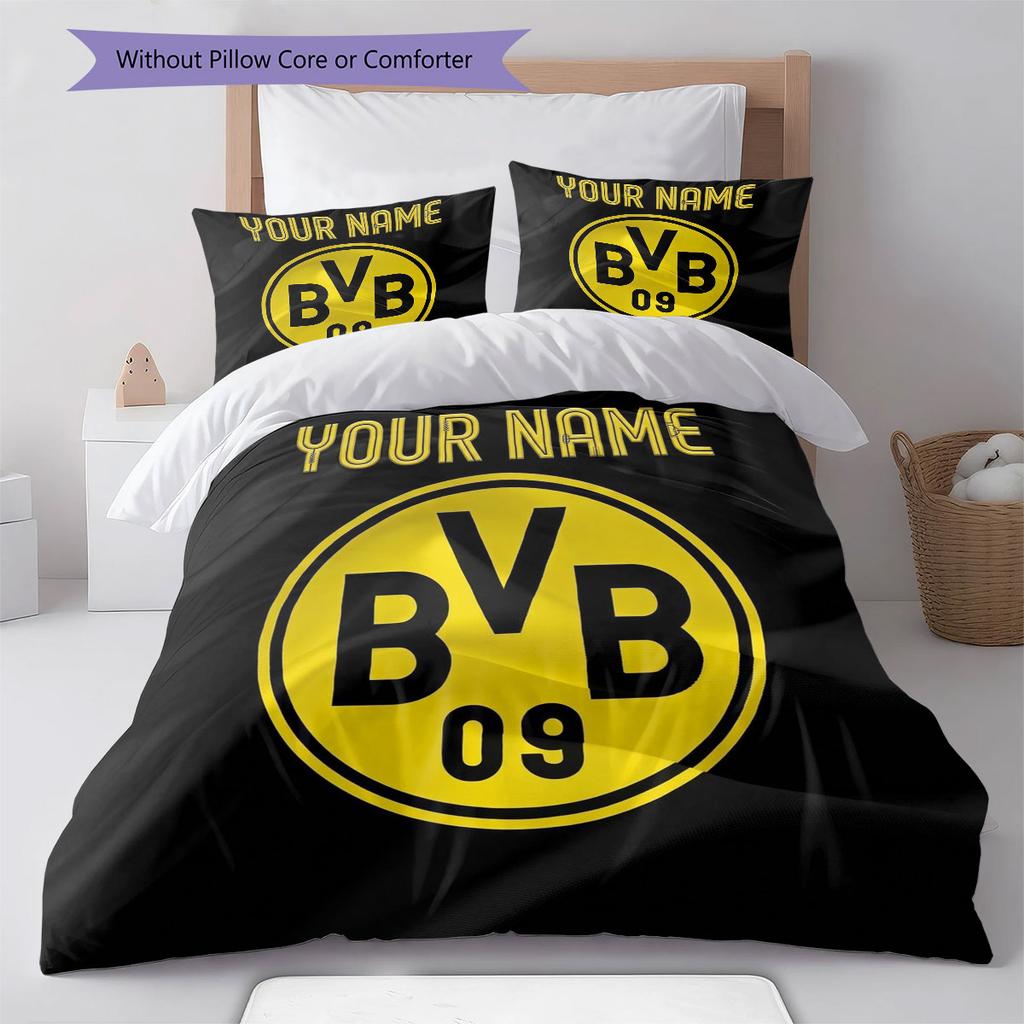Borussia Custom Name Pattern Bedding,Quilt Set Quilt Cover Pillowcase Home Birthday Gift(1 * Duvet Cover + 2 * Pillowcase, Without Core)