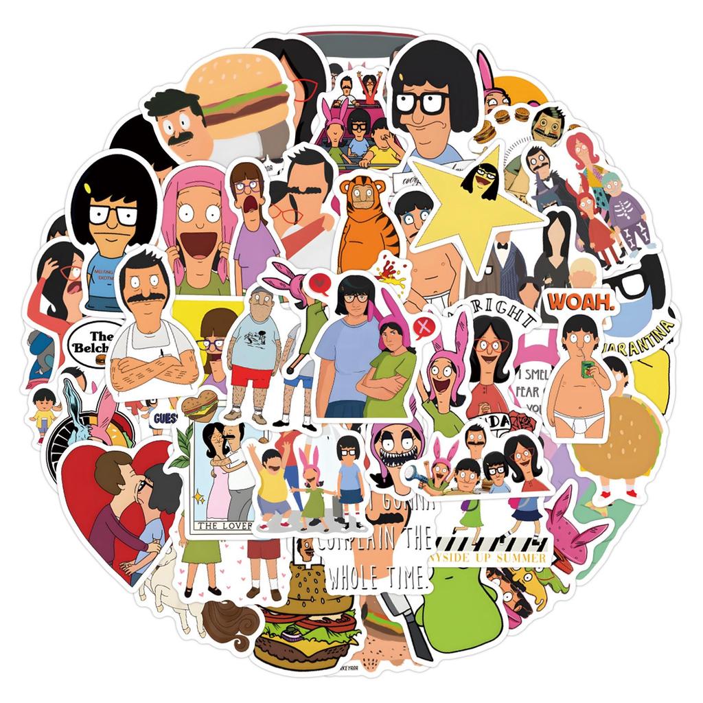 55-110 Cartoon Graffiti Stickers: Happy Burger & Bob's Burgers for Car Trunks