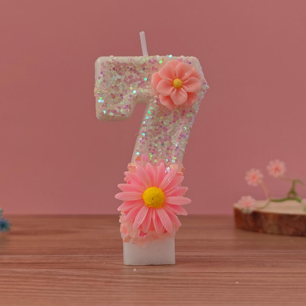 Number Shaped Birthday Candle with Decorative Floral Design for Cake Decoration and Party Use Suitable for Baking and Celebrations 0-9 Digit Options