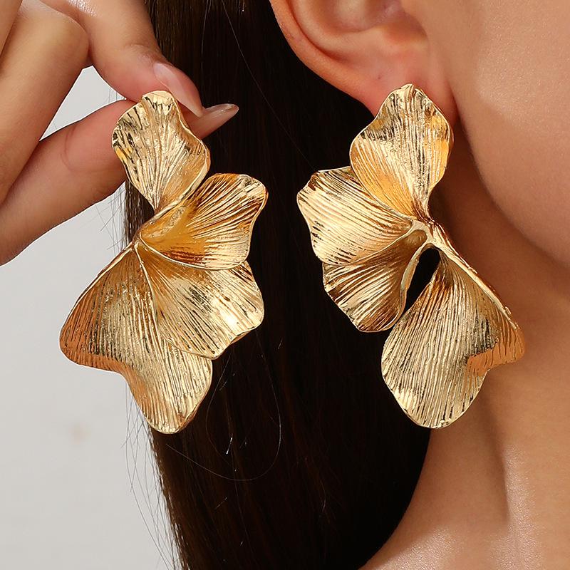 Elegant Floral Metal Multi-layer Stud Earrings for Women