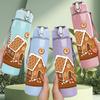 1PC Gingerbread House Christmas 750ml Color Plastic Sports Water Bottle Leakproof Flip Straw Lid Suitable for Sports Office Home Use