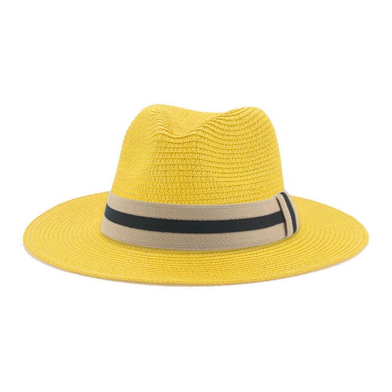 Retro straw hat Panama big flat brim hot sale in Europe and America, men's and women's new face small French sunshade beach hat