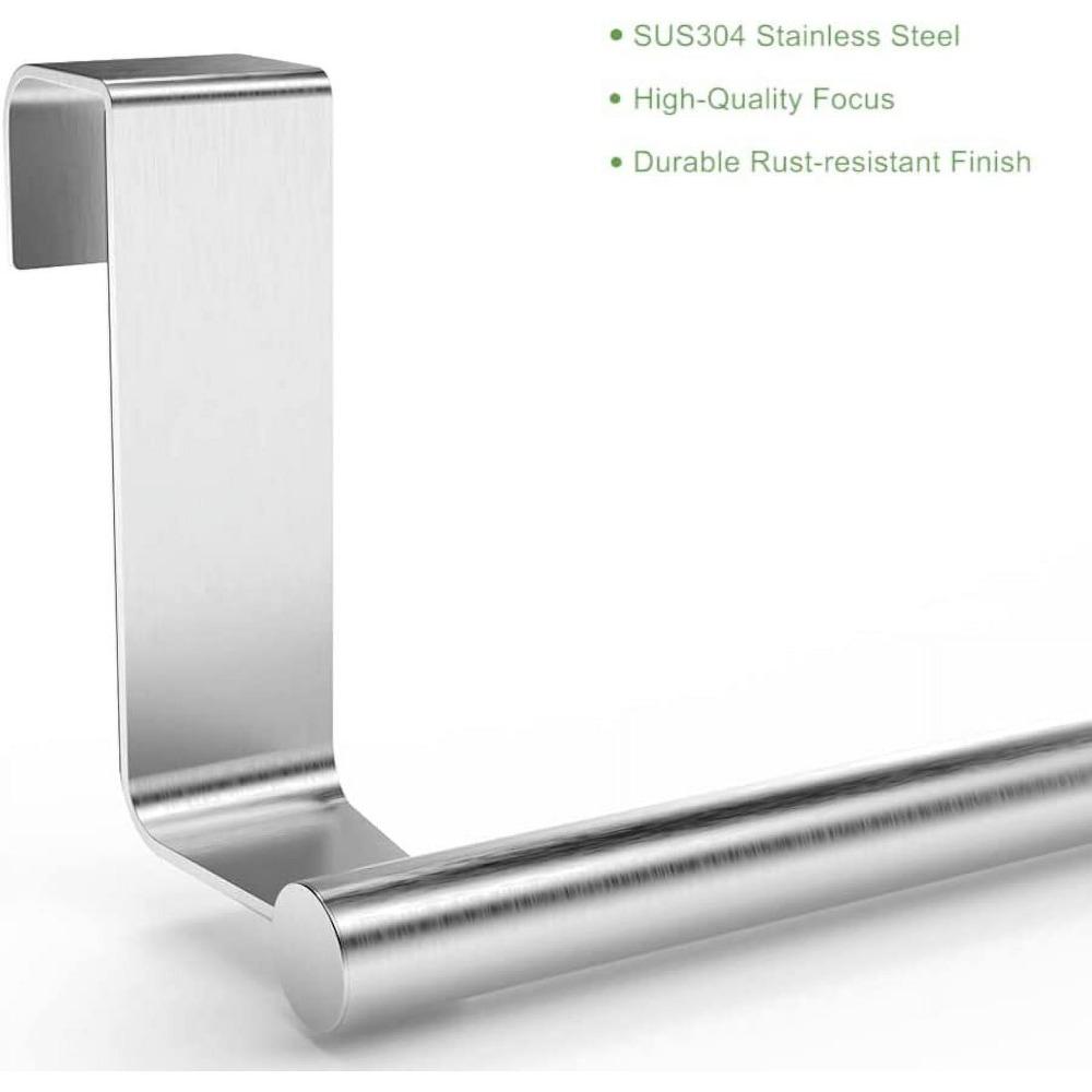 Kitchen cabinet towel rack, 9-inch professional wall-mounted towel bar, can be universally installed on cabinet doors, set of 2, silver