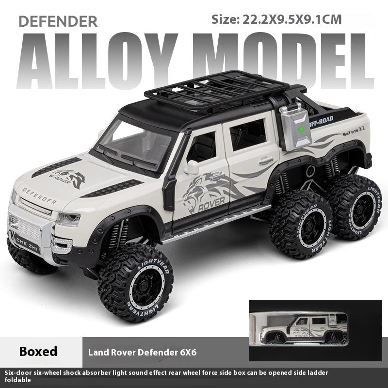 1/24 Scale Large  Land Rover Defender 6x6 Super Off Road Vehicle Alloy Diecast Model Car Sound & Light Child Toy Birthday Gift for Kids