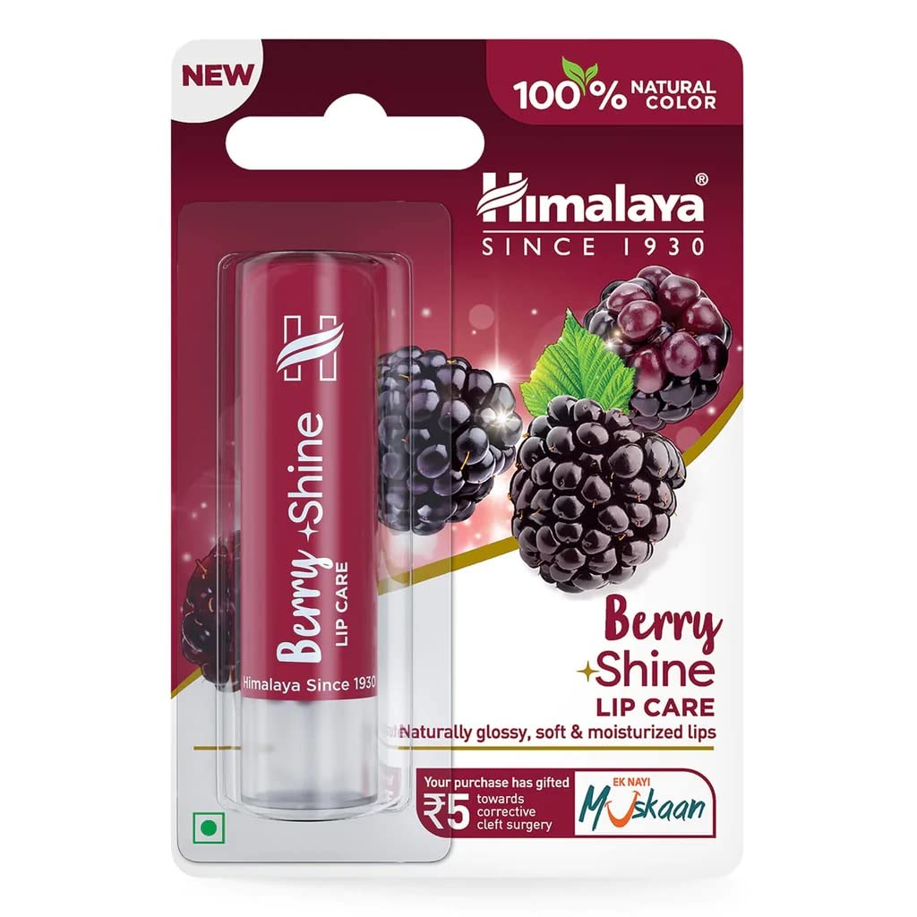 Himalaya Berry Shine Lip Care 4.5g Natural Glossy Lip Balm With Berry Oils For Soft Supple Lips Pack Of 1