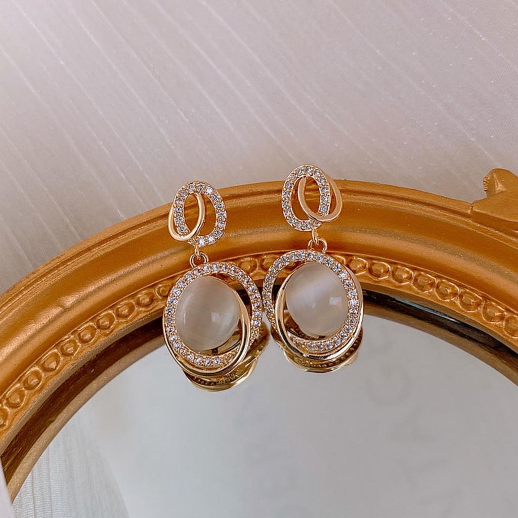 Trendige Klassische Opal Oval Tropfenohrringe Für Damen Herren Vintage Minimalistisch Strass Geometrisch Hohlkreis Ohrring Party Schmuck