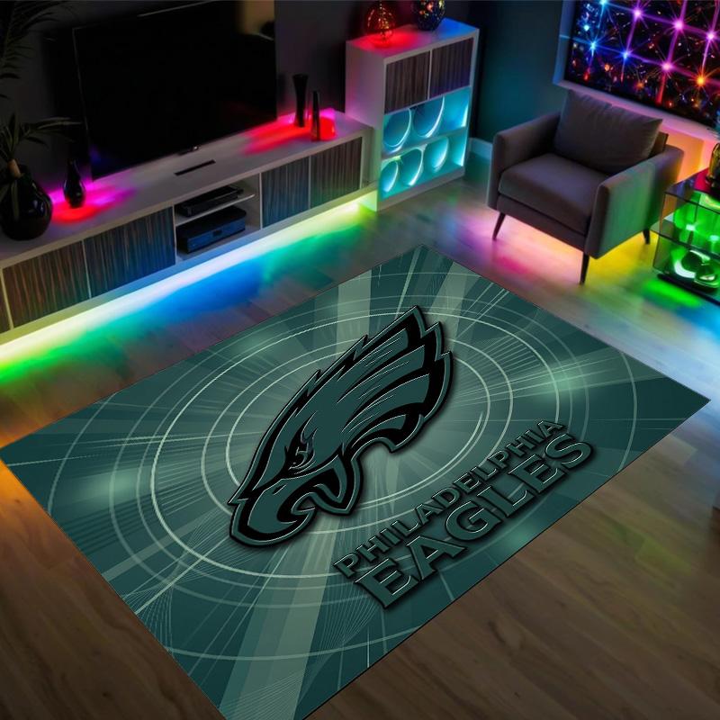 Tappeto in Cristallo Velluto Design Philadelphia Eagles Accogliente Non?Tappeto Stampato Antiscivolo per Camera da Letto Soggiorno Ingresso