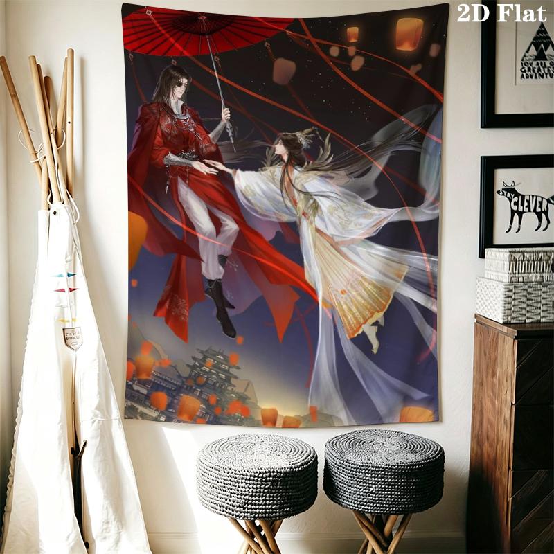 Heavenly Official's Blessing Wall Tapestry Aesthetic Wall Hanging Printed Fabric Blanket Decorative Tapestries for Bedroom Living Room Home Decor