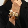 Salircon Y2K 3 Pcs/set Bohemian Acrylic Resin CCB Beads Bracelet Women Vintage Baroque Style Splicing Bangle Daily Charm Jewelry