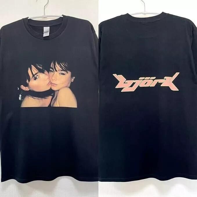Bjork Tshirt Graphic Retro 2 side Black Cotton Unisex Tshirt Reprint S5XL Unisex T-Shirt XXXXL