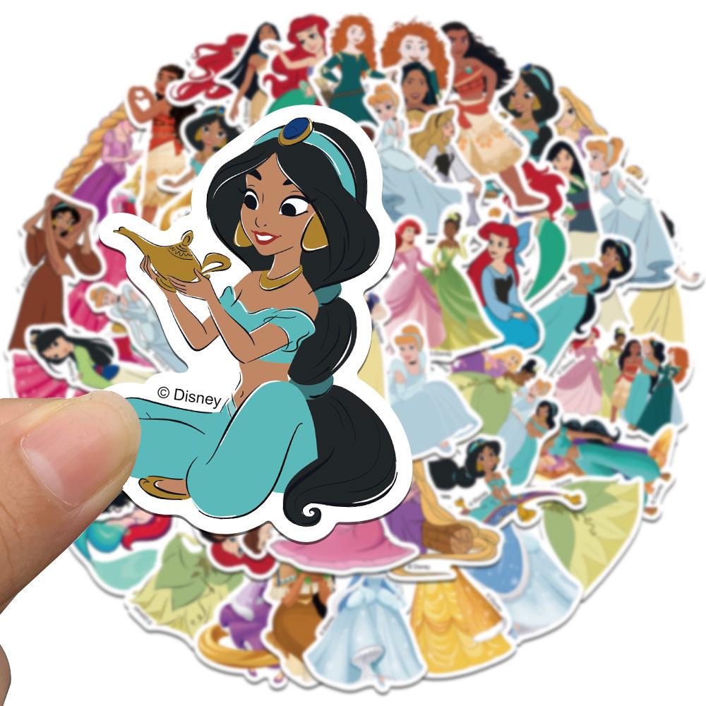 50 Waterproof Princess Cartoon Character Stickers for Journals and Scrapbooks