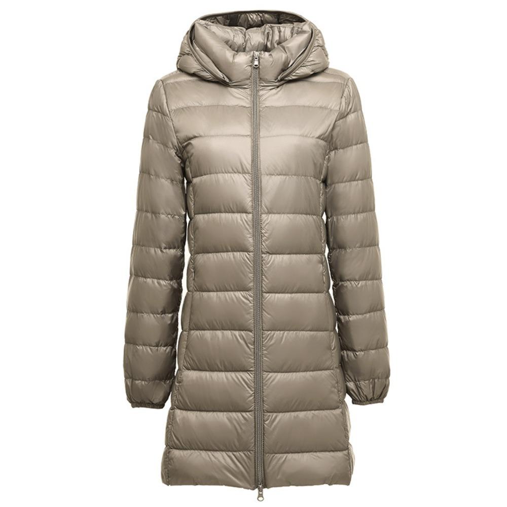 Women's Hooded Long Sleeve Mid‑Length Loose Fit Lightweight Puffer Down Coat Winter Warm Outerwear Jacket