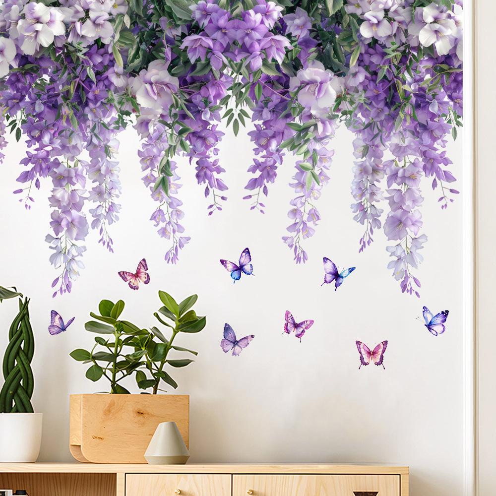 Flower Plants Wall Stickers Home Decoration Bedroom Adhesive Decals Wallpaper
