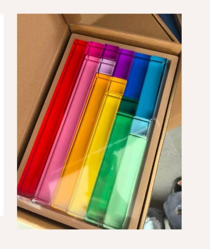 Transparent Rainbow 3D Building Blocks: Educational Acrylic Cubes for Children