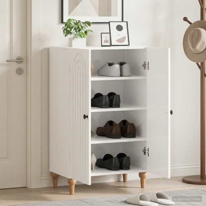 Maison Exclusive - Cabinet à chaussures ALKMAAR 59,5 x 39,5 x 90 cm Blanc brillant