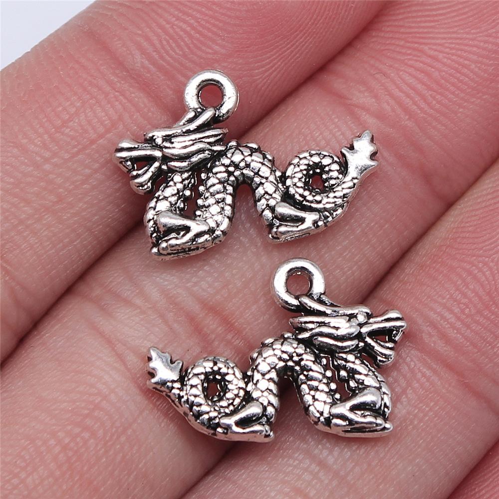10pcs Charms Dragon Tibetan Bronze Silver Color Pendants Antique Jewelry Making DIY Handmade Craft