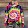 Modische bunte Tie-Dye 3D-Druck Hoodies Damen Herbst Kapuzenpullover Street Pullover Y2K Top Trainingsanzug Unisex Mantel