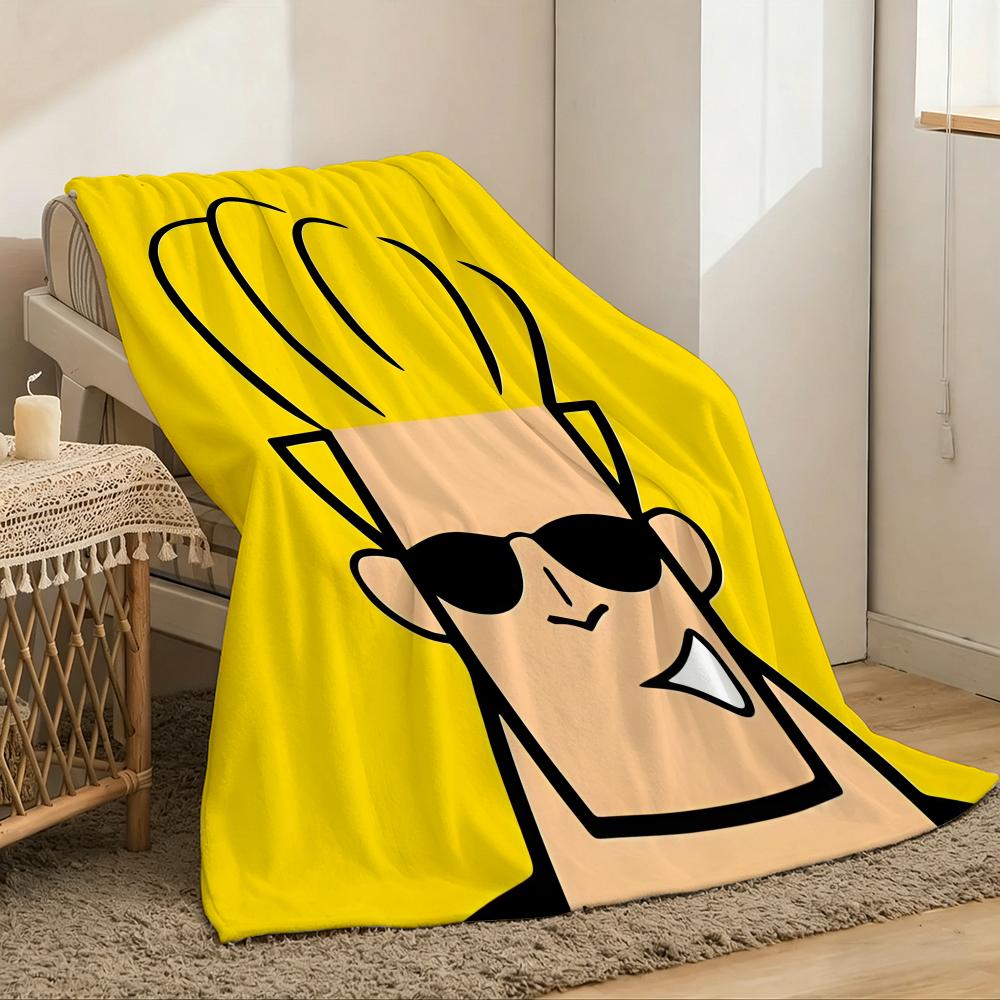 Anime J-johnny bravo Throw Lightweight 240g Flannel Blanket Soft Skin-friendly for Summer Cooling