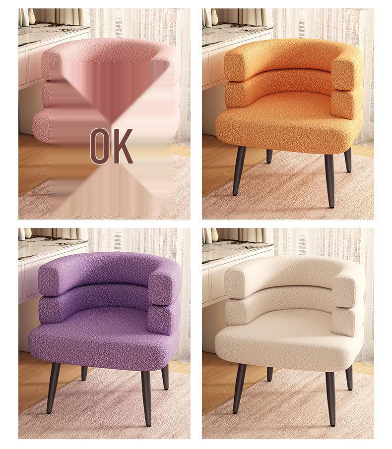 Nordic Minimalist Lambswool Single Sofa Chair with Solid Wood Frame