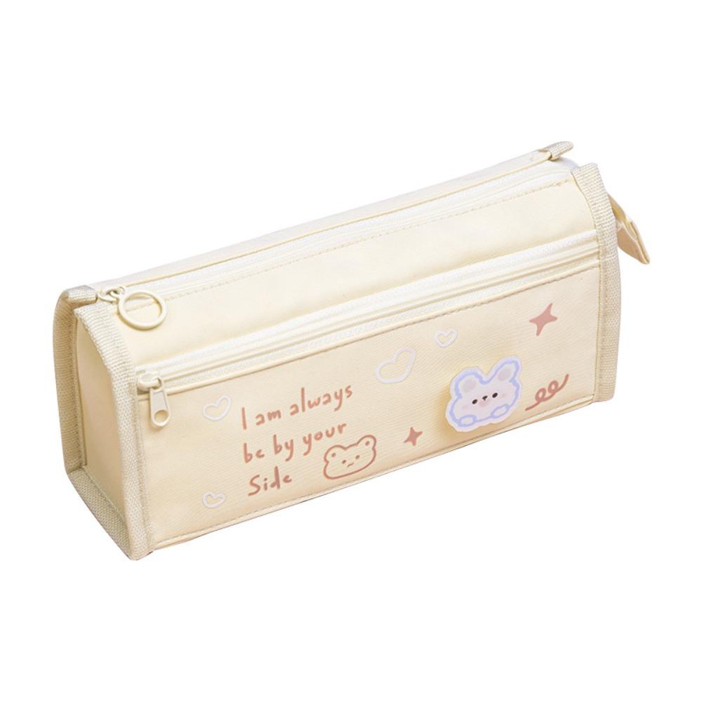 

with Zipper Pencil Case Double Layer Students Pencil Bags Stationery Bag School&Office Supplies бежевый
