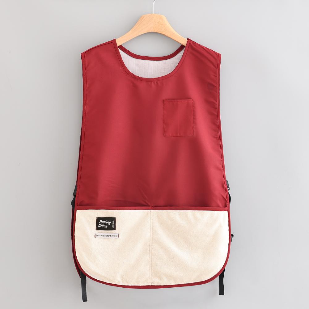 

Waterproof Vest Apron Creative Oil-proof Barista s Apron Household Fashion Kitchen Anti-fouling Work Clothes Wipe The Hand Vest червоний