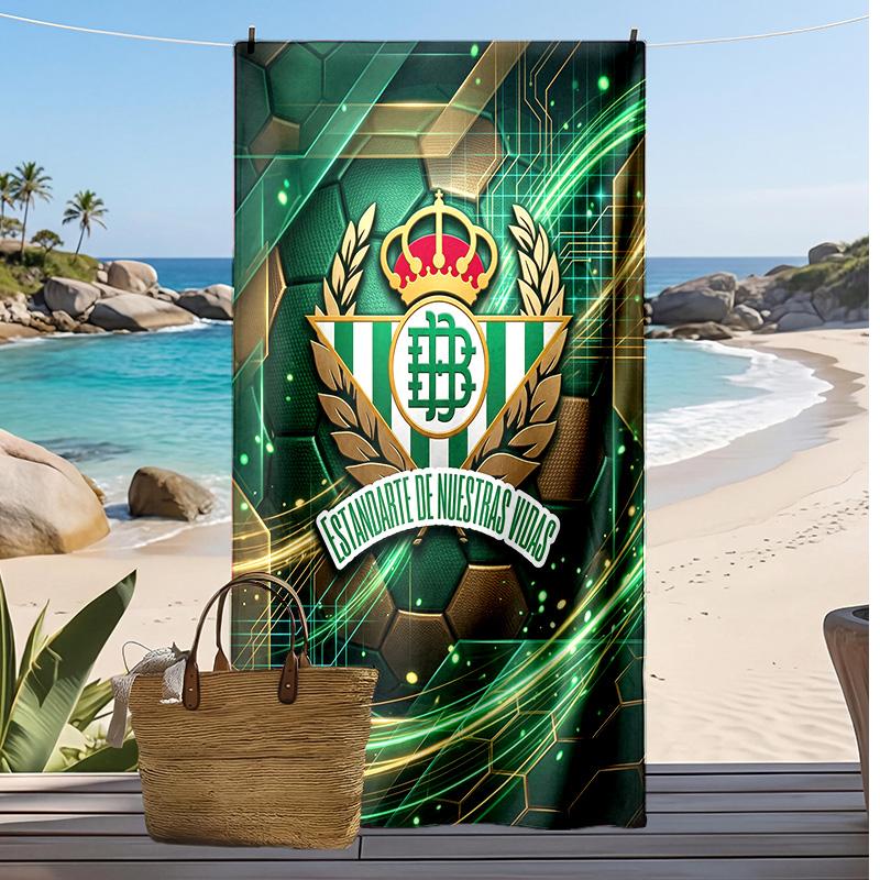 Real Betis Football Print Beach Towel, Large Soft Quick Dry Towel for Beach Camping Swimming