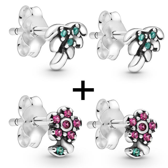 2 Paare/los Silber Überzogene Kristall Stern & Mond Blume Stud Ohrringe Für Frauen Frau Kubikzircon Weiblichen Ohrringe Bijoux Hochzeit geschenk