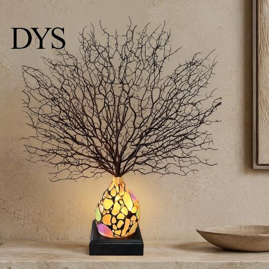 Creative Gift for Home Tree of Life Resin Night Light, Colorful Gemstone Mosaic LED Table Lamp with Solid Wood Base Base, Vintage Art Desktop