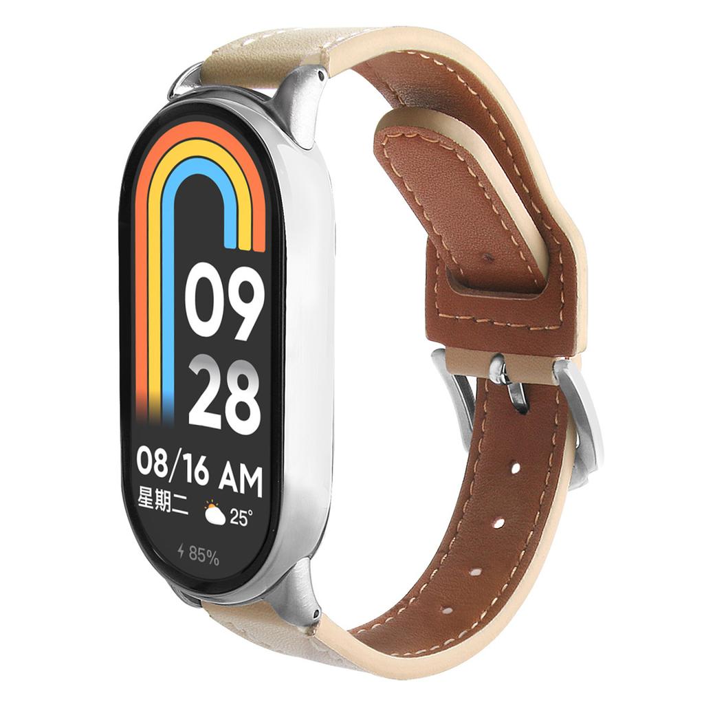 Armband für Xiaomi Smart Band 9 NFC/9/8 NFC/8 Mikrofaserleder Uhrenarmband mit Silberschnalle