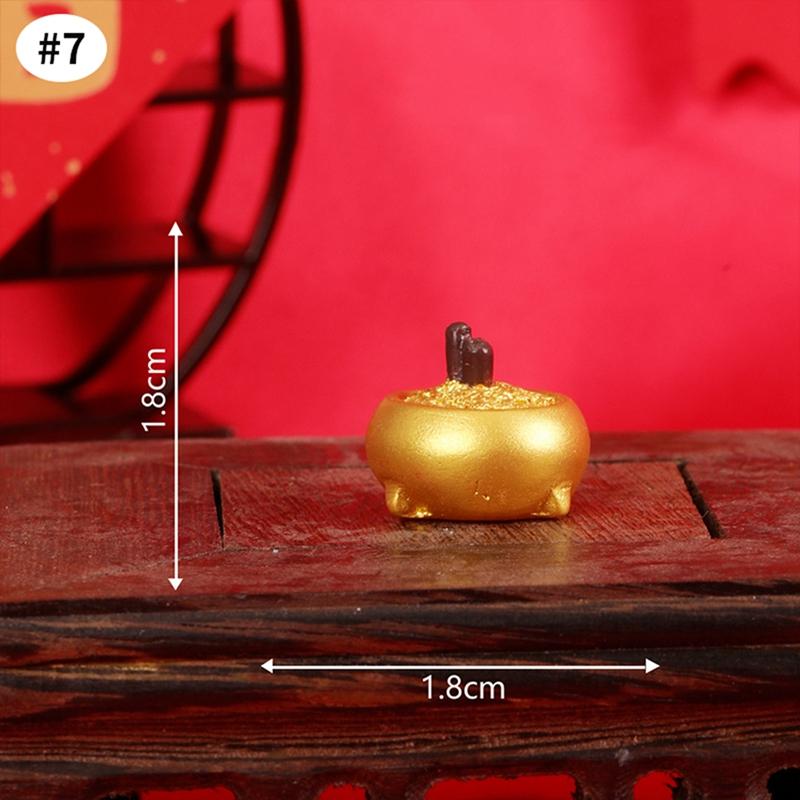 

Chinese New Year Miniature Ornaments Resin Mini God Of Wealth House Little Horse Micro Landscape Spring Festival Gifts Access