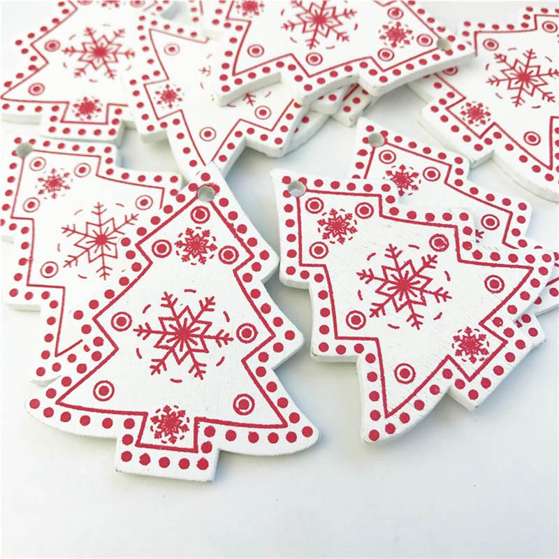 10 adet Yeni Yıl Ahşap Noel Ağacı Süs Ahşap Asılı Kolye Hediyeler Kar Elk Noel Decora