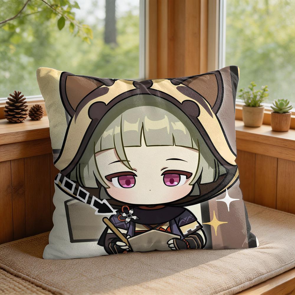 Sayu Genshin Impact Cute Cushion Cover Square Short Plush Pillow Case Living Room Sofa Home Decor Funda X