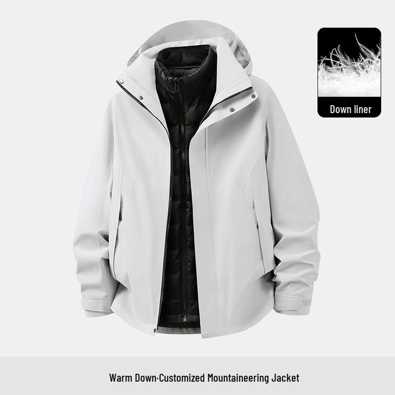 Custom 3-in-1 Down Jacket with Logo for Autumn/Winter – Thick Employee Uniform Outerwear