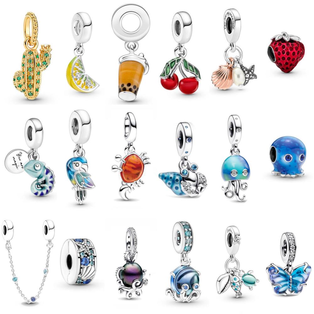 New Ocean Series Octopus Sea Star Strawberry Bead Jewelry Fit Original European Copper Bracelet Diy Women'S Jewelry