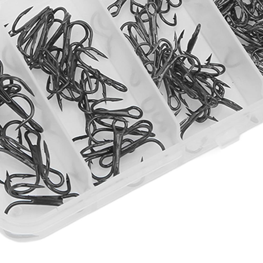 100PCS High Carbon Steel Treble Fishing Hooks Strong Sharp Fishing Hooks Kit Saltwater Fishing