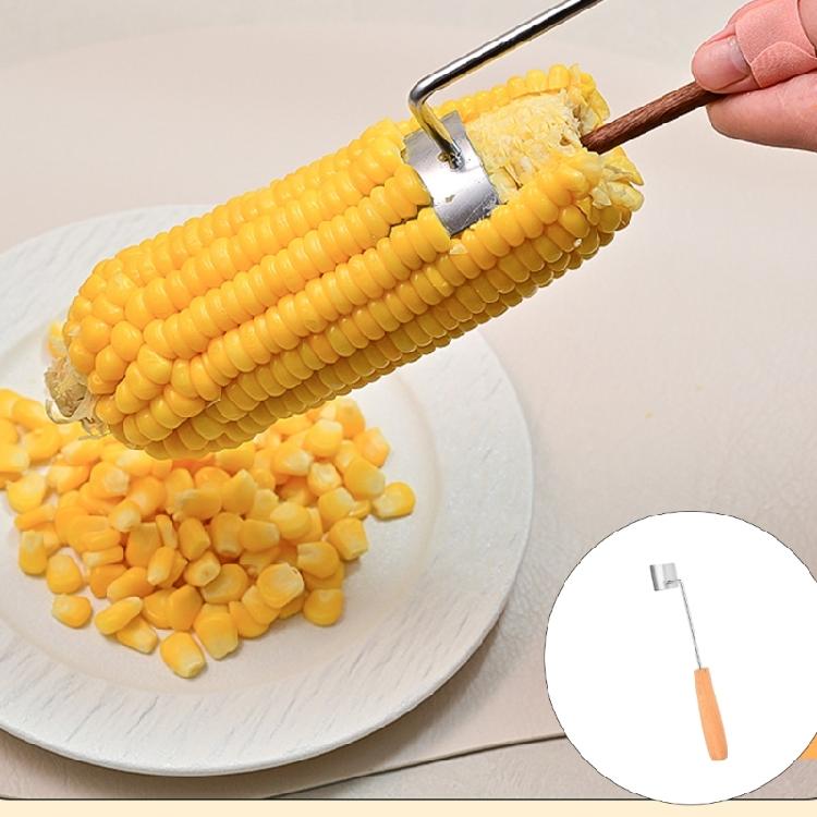 Ergonomic Corn Stripping Tool Stainless Steels Construction Smooth Peeling Corn Peeler Comfortable Wooden Handle