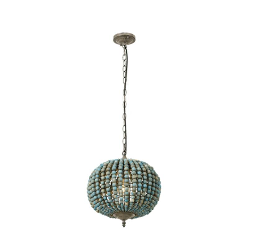 

Европейский стиль лофт ретро пасторальная деревянная люстра из бисера E27 светодиодная столовая гостиная комната балкон синий