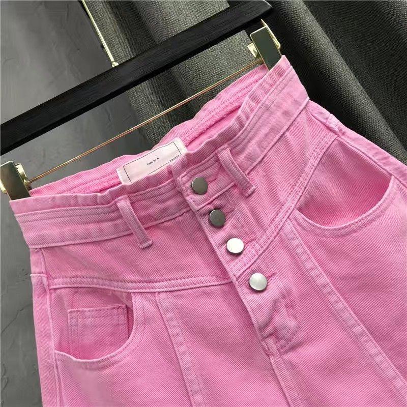 Women's Pink Wide-Leg High-Waist Denim Shorts - Summer 2026 Collection