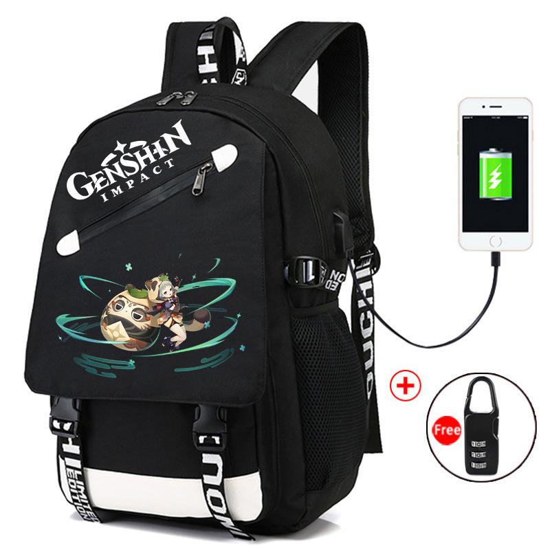 Backpack Anime, Genshin Surrounding Large Capacity Student School Bag Outdoor Travel Bag