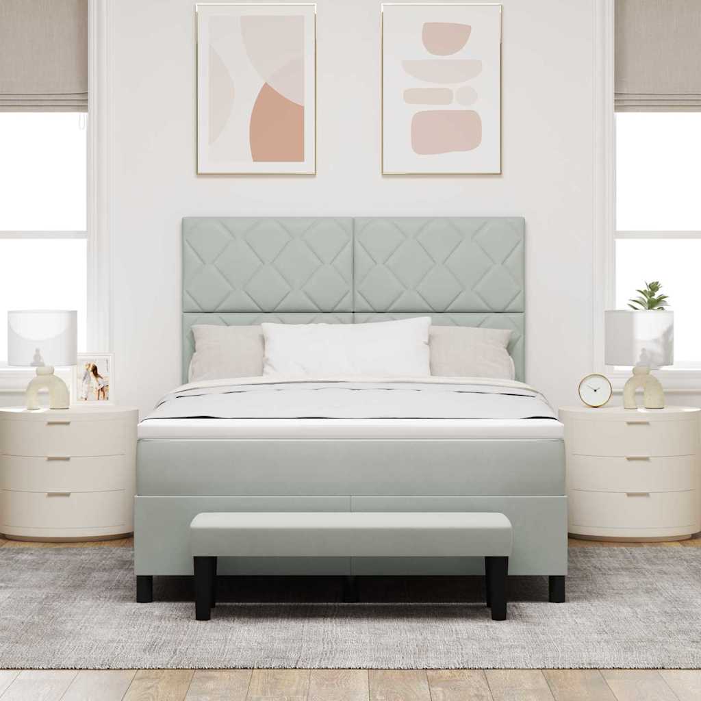 Box Spring Bed with Headboard Light Grey 200 x 160 cm Velvet