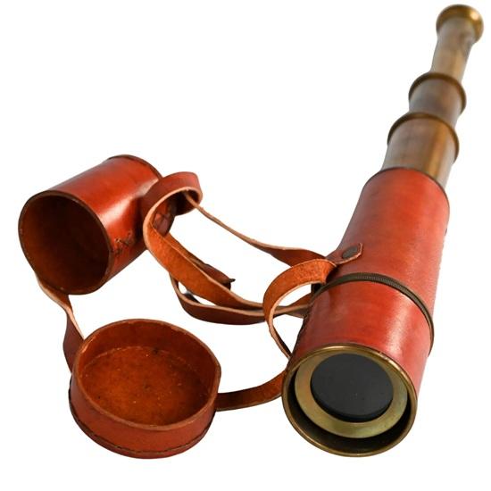 45.72 Cm Handmade Brass Spyglass Telescope with Leather Case Nautical Decor, Pirate Style