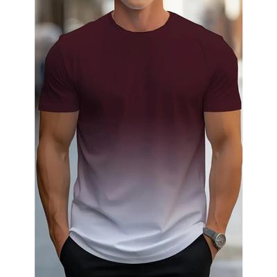Herr Mode Gradient Sport T-shirt, Casual Stretch Rundhals T-shirt För Sommar