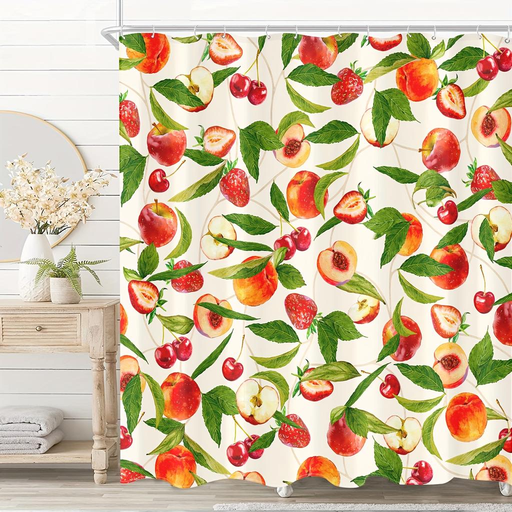 A Fresh Fruit Medley Shower Curtain: Bring the Joy of Summer to Your Bathroom with This Vibrant Design Featuring Juicy Apples
