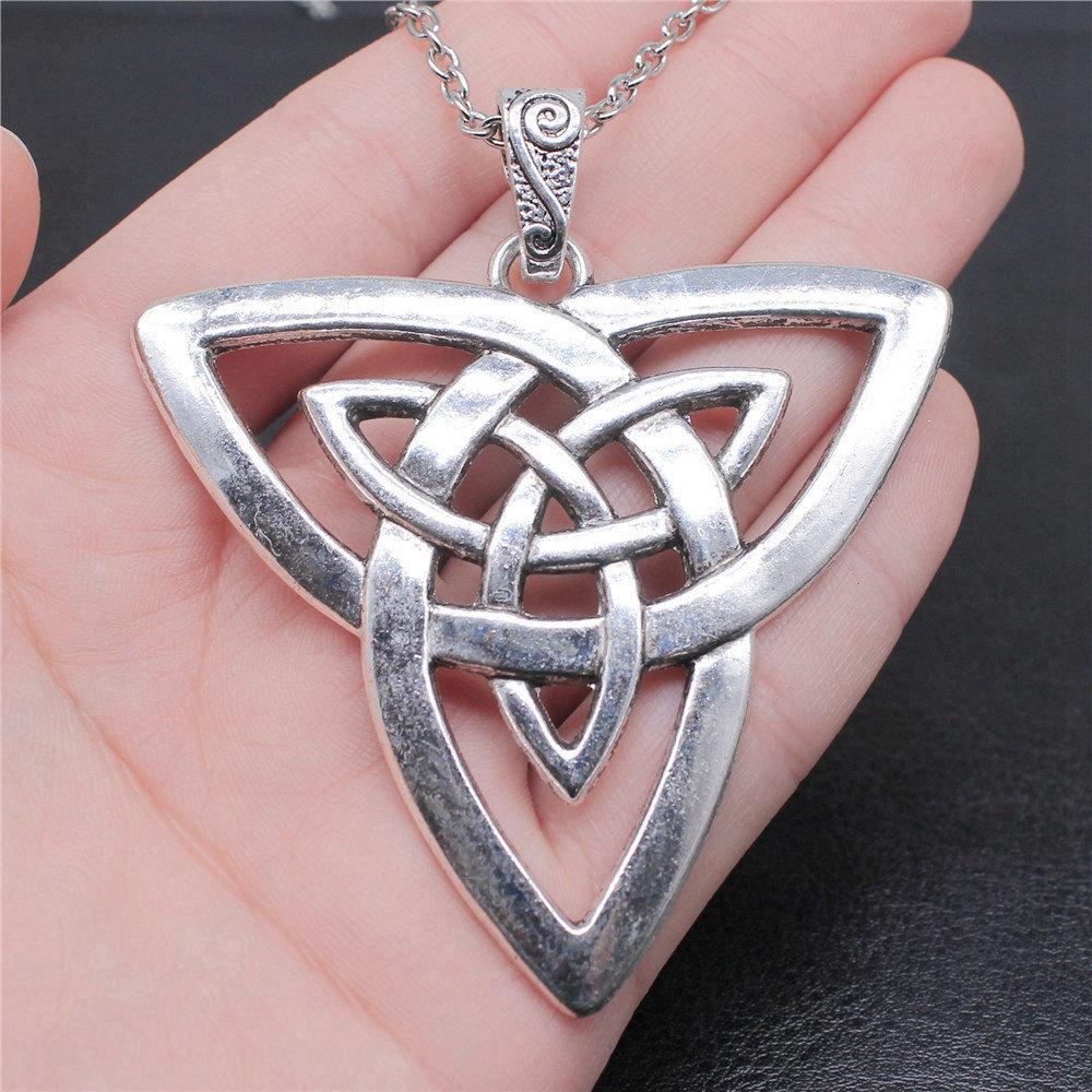 Celtic Symbols Hexagrams Mystical Amulet Pendant Antique Bronze Metal Daughter Collar Necklace Handmade