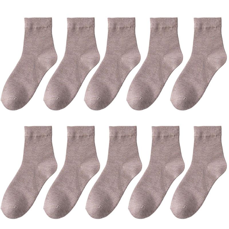 10 Pair Women's Bamboo Fiber Socks Harajuku Retro Solid Color Casual Ladies Set Black Socks Korean Style White Socks
