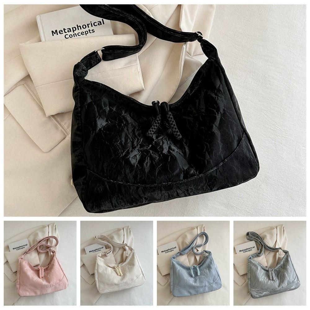 Soft Solid Color Tote Bag Large Capacity PU Leather Handbag All-Match Texture Crossbody Bag  Daily