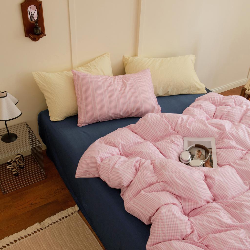 Vintage Style Plaid Bedding Sets 2025 New Soft Bed Sheet Set Woman Duvet Cover For Girls With Pillow Covers Quilt Cover