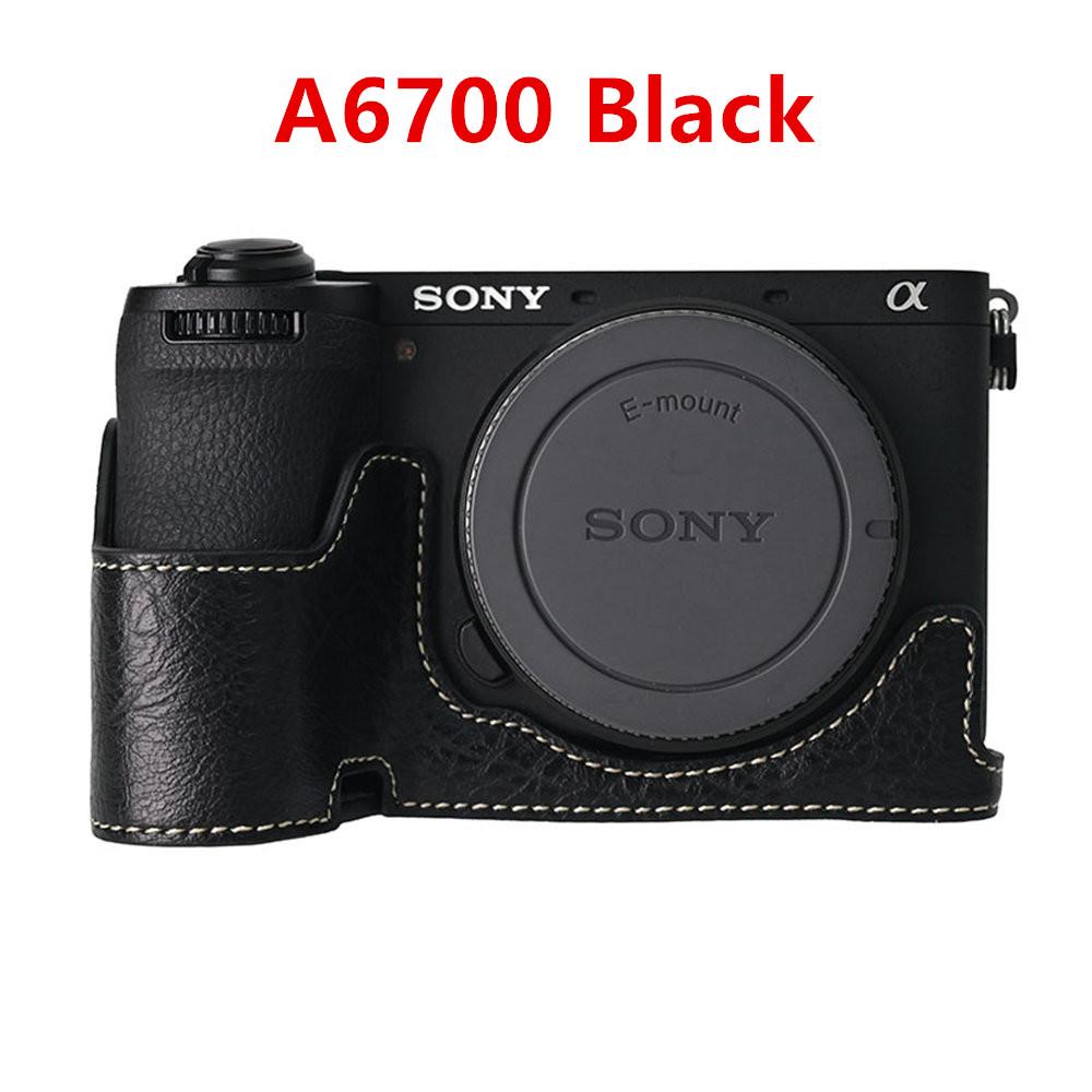 Camera Half Case for Sony A6700 A6400 A6300 A6100 A6000 ZVE10 ZVE10II ZVE10M2 A7R5 A7CII A7C2 Bottom Opening Cover PU Leather